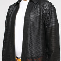 ZIP SHIRT PERFORATED LEATHER