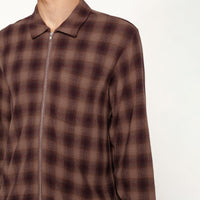 ZIP SHIRT TWISTED YARN PLAID