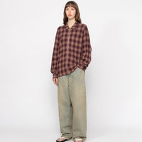 ZIP SHIRT TWISTED YARN PLAID