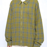 ZIP SHIRT TWISTED YARN PLAID