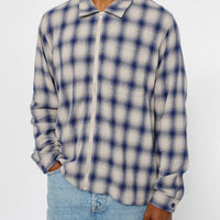 ZIP SHIRT TWISTED YARN PLAID