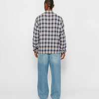 ZIP SHIRT TWISTED YARN PLAID