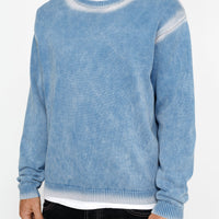 FADED COTTON KNIT CREW