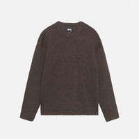 EMBROIDERED V-NECK LOGO SWEATER