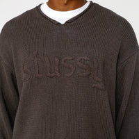 EMBROIDERED V-NECK LOGO SWEATER