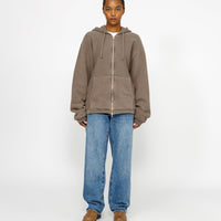 WAFFLE LINED ZIP HOODIE