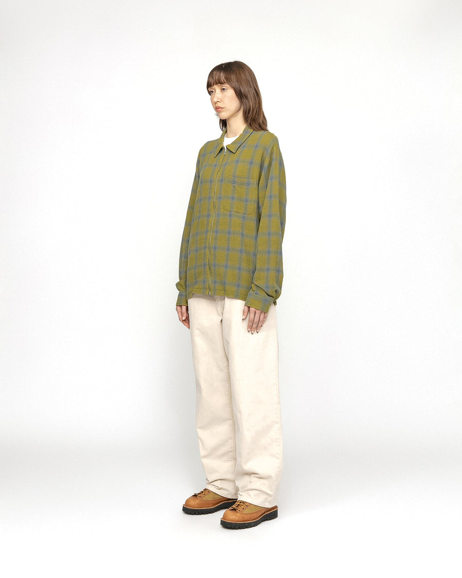 ZIP SHIRT TWISTED YARN PLAID