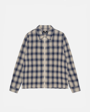 ZIP SHIRT TWISTED YARN PLAID