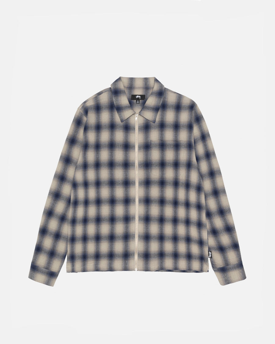 ZIP SHIRT TWISTED YARN PLAID