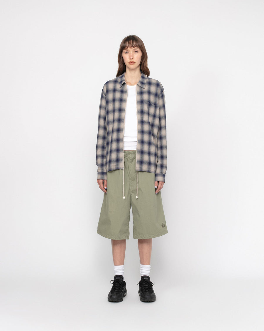ZIP SHIRT TWISTED YARN PLAID