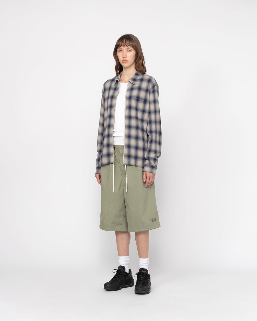 ZIP SHIRT TWISTED YARN PLAID