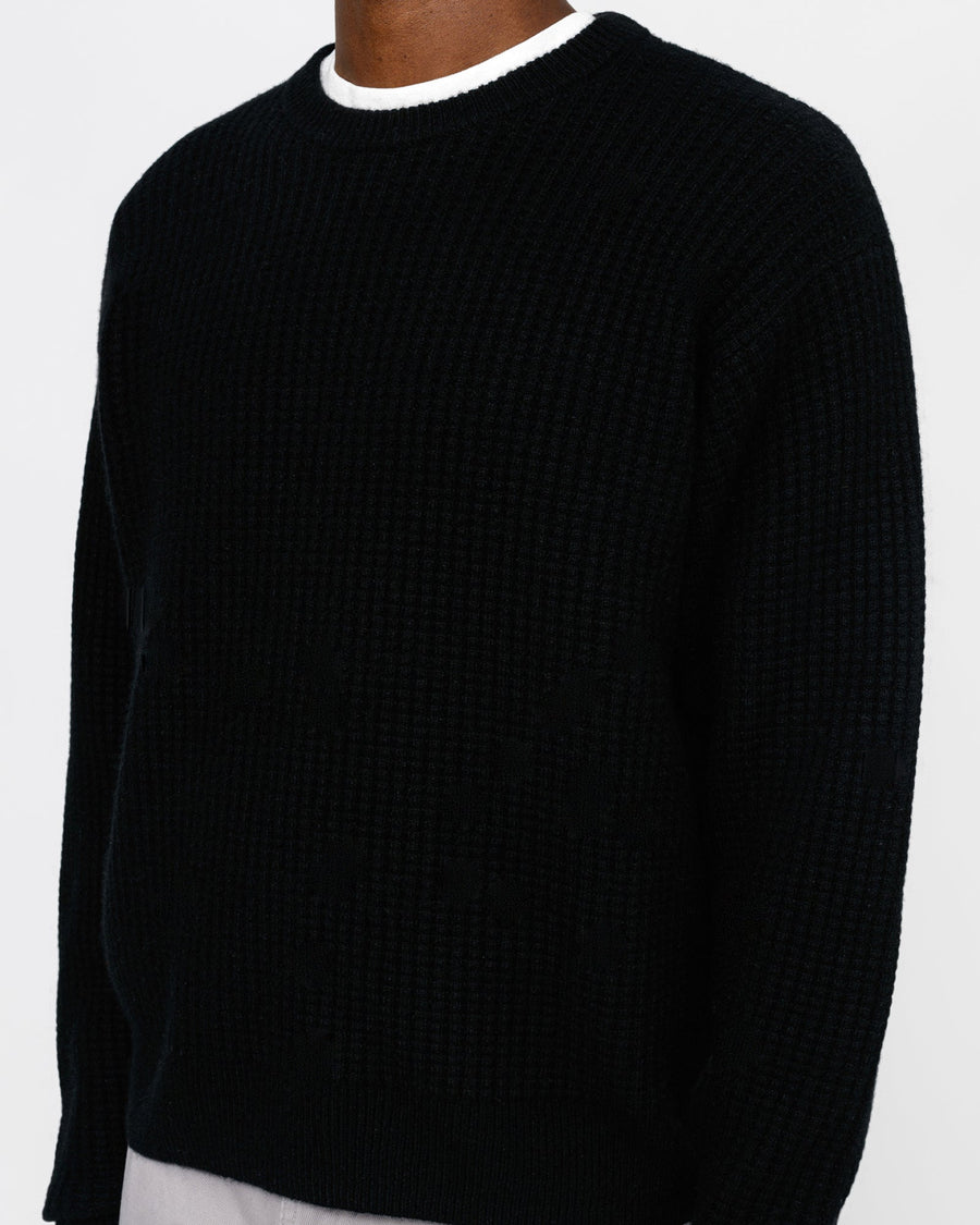 WAFFLE KNIT CASHMERE CREW