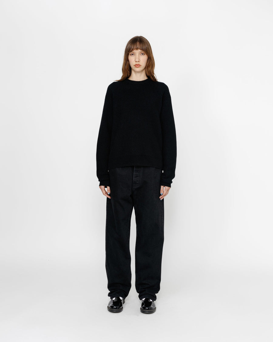 WAFFLE KNIT CASHMERE CREW