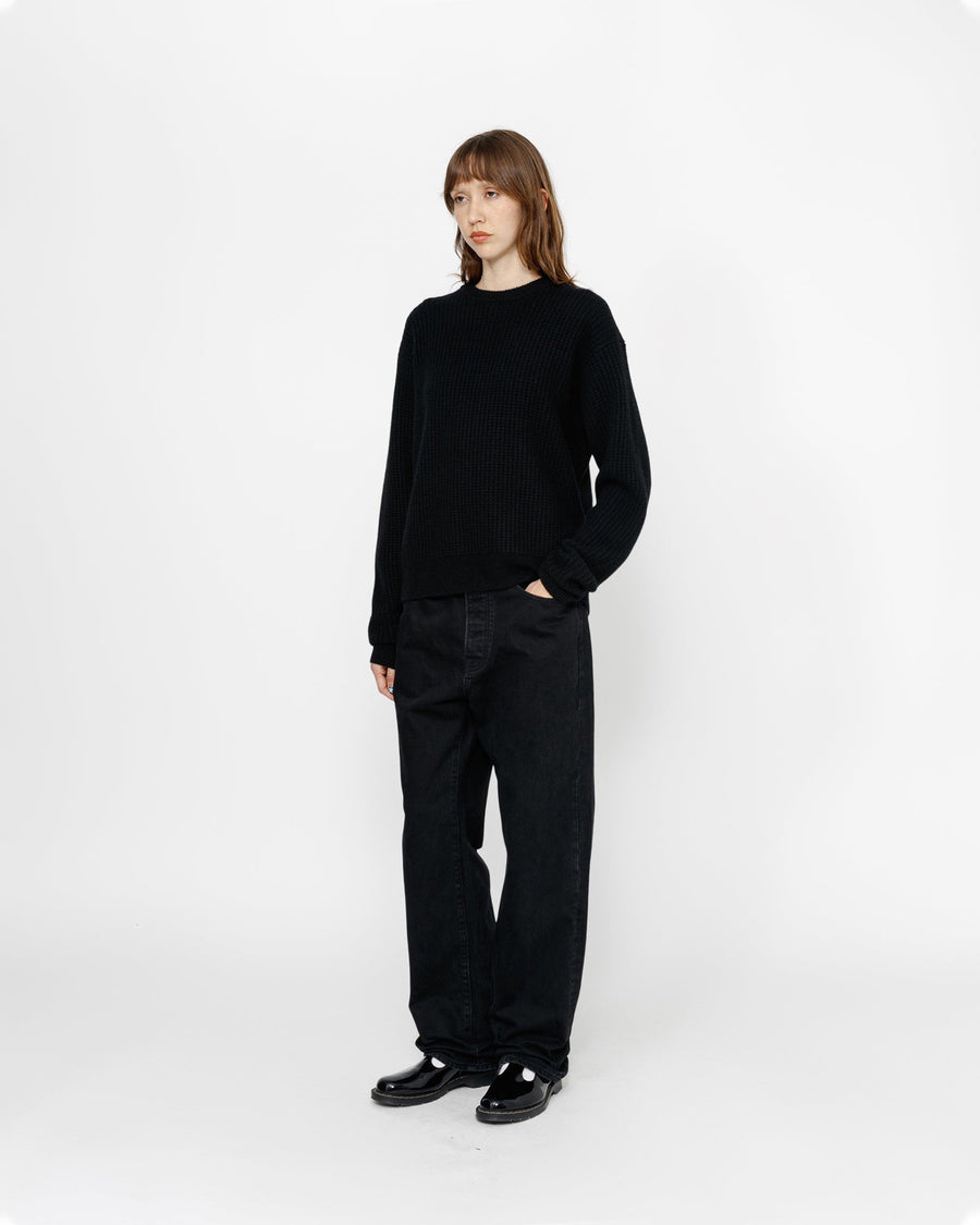 WAFFLE KNIT CASHMERE CREW