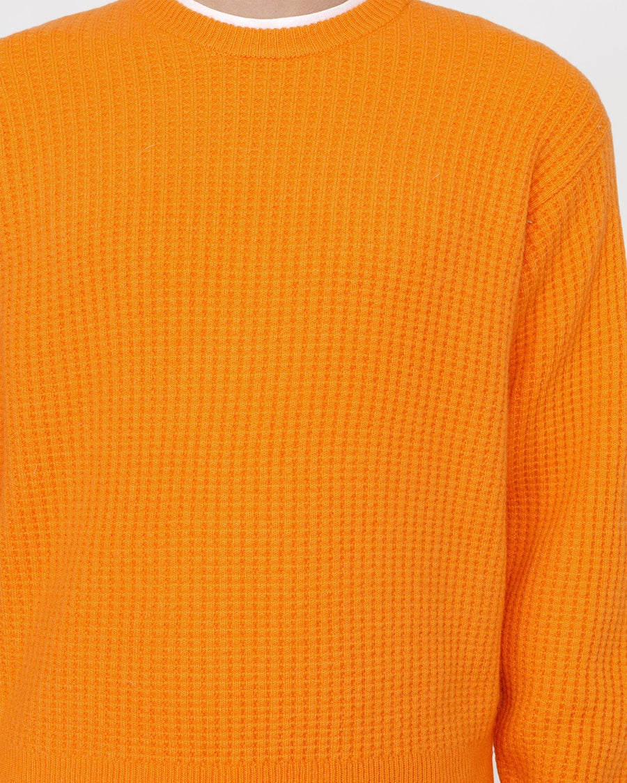 WAFFLE KNIT CASHMERE CREW
