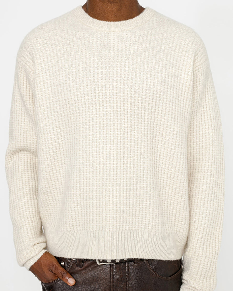 WAFFLE KNIT CASHMERE CREW