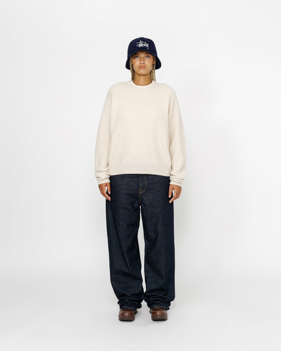 WAFFLE KNIT CASHMERE CREW