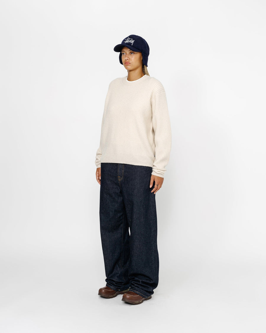 WAFFLE KNIT CASHMERE CREW