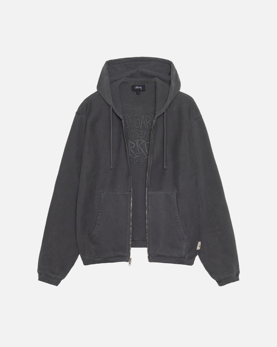 WAFFLE LINED ZIP HOODIE