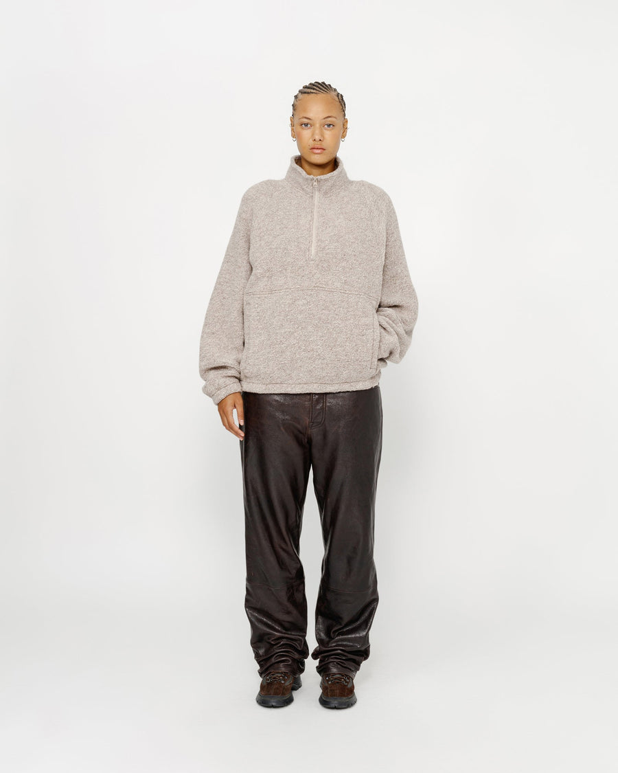 WOOL BLEND SHERPA MOCK NECK